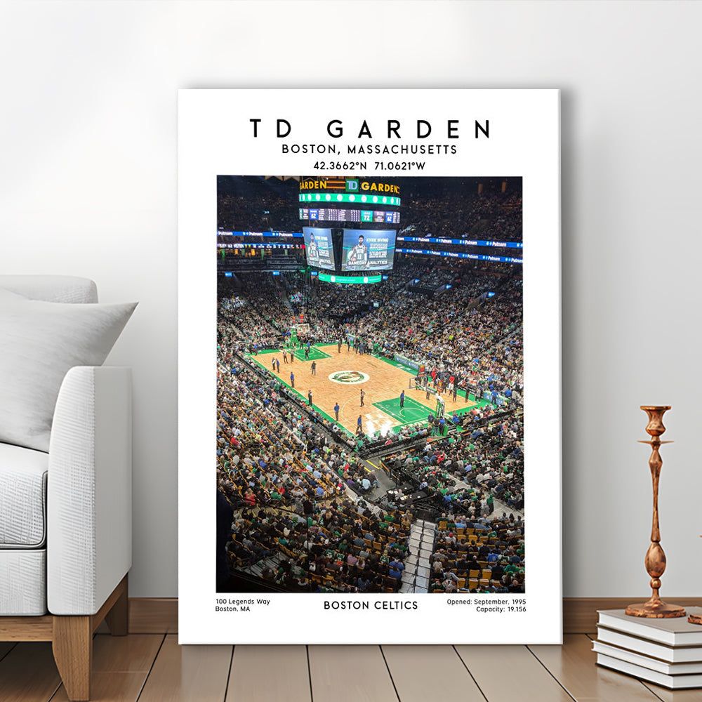 Td Garden, Boston Celtics Basketball Stadium Wall Art Print, Sport Art Print, Canvas Prints Wall Art, Man Cave Decor