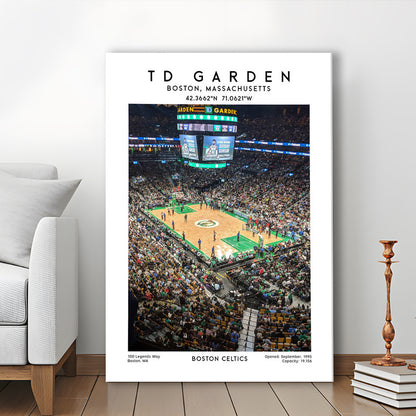 Td Garden, Boston Celtics Basketball Stadium Wall Art Print, Sport Art Print, Canvas Prints Wall Art, Man Cave Decor
