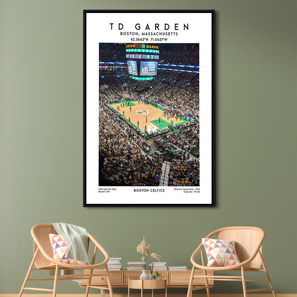 Td Garden, Boston Celtics Basketball Stadium Wall Art Print, Sport Art Print, Framed Canvas Prints Wall Art