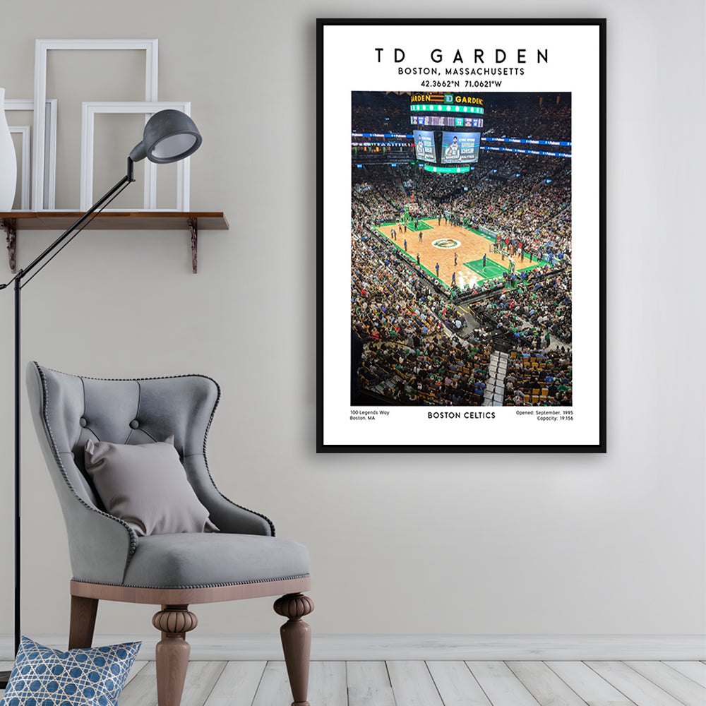 Td Garden, Boston Celtics Basketball Stadium Wall Art Print, Sport Art Print, Framed Canvas Prints Wall Art