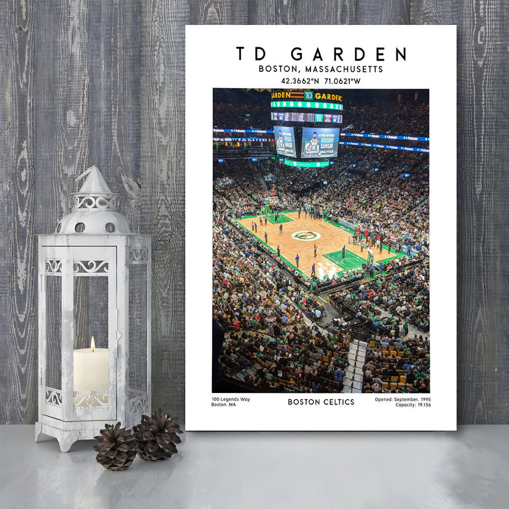 Td Garden, Boston Celtics Basketball Stadium Wall Art Print, Sport Art Print, Canvas Prints Wall Art, Man Cave Decor