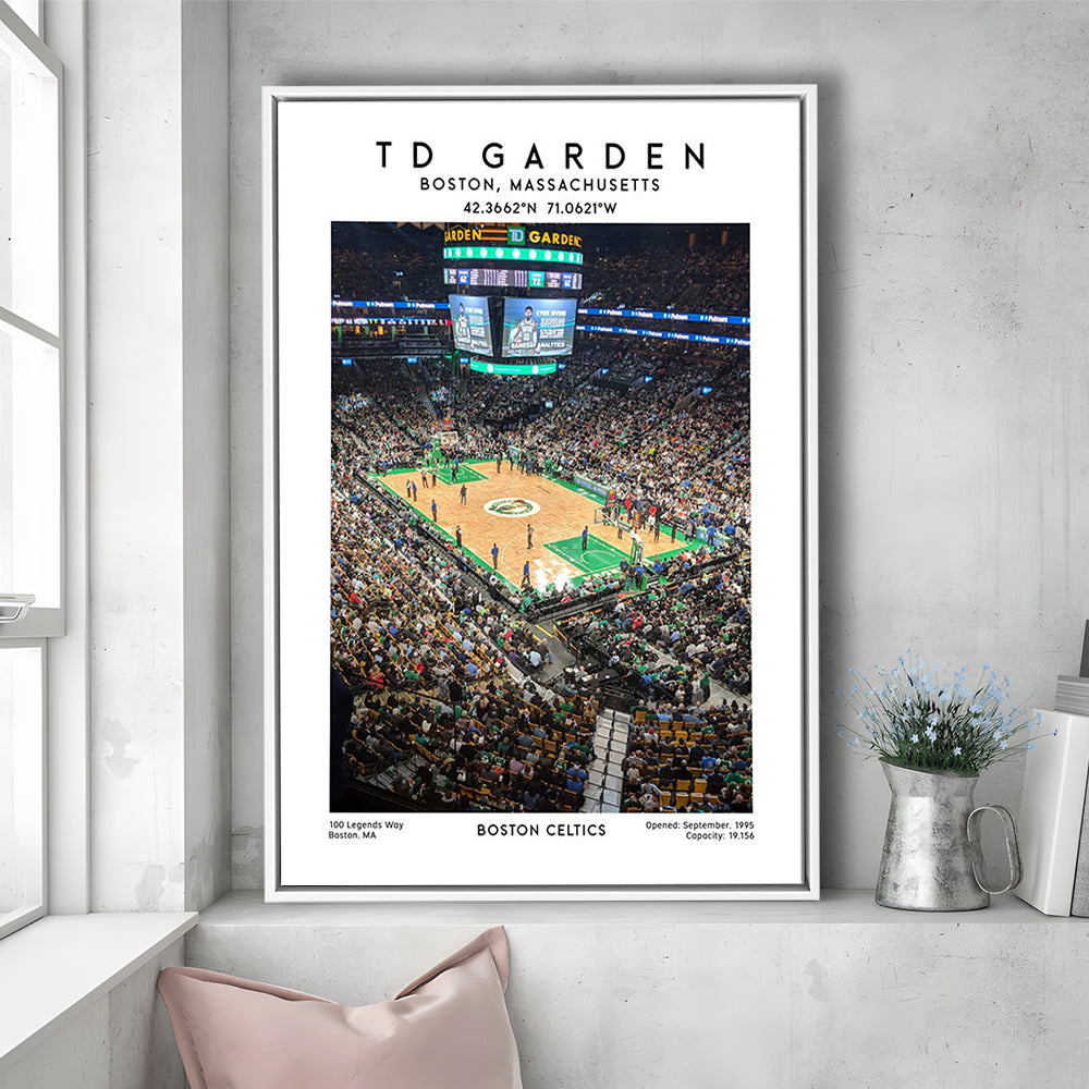 Td Garden, Boston Celtics Basketball Stadium Wall Art Print, Sport Art Print, Framed Canvas Prints Wall Art