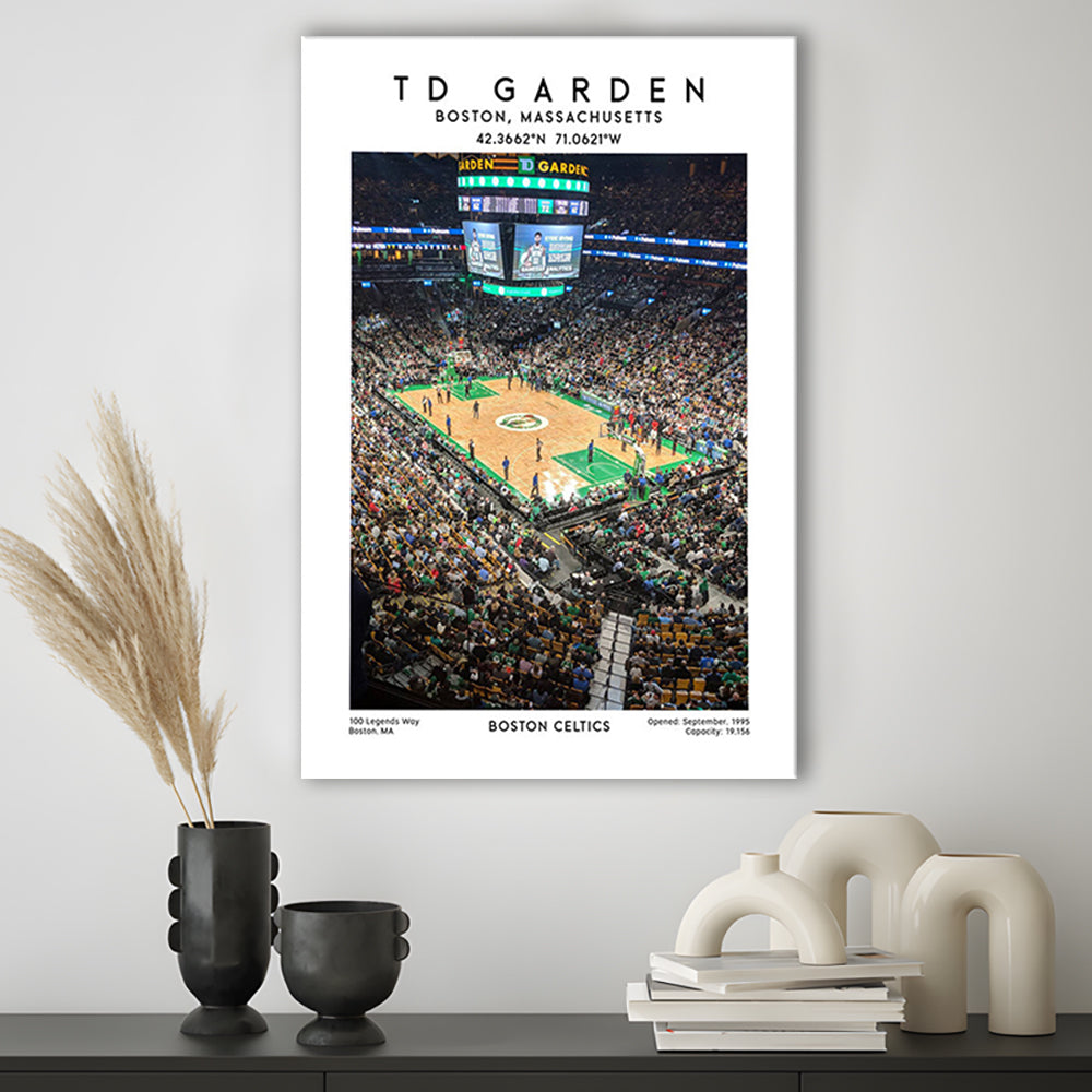 Td Garden, Boston Celtics Basketball Stadium Wall Art Print, Sport Art Print, Canvas Prints Wall Art, Man Cave Decor