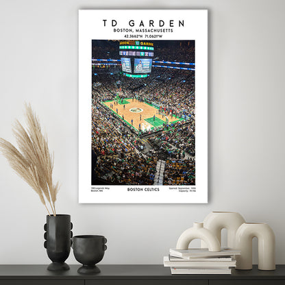 Td Garden, Boston Celtics Basketball Stadium Wall Art Print, Sport Art Print, Canvas Prints Wall Art, Man Cave Decor