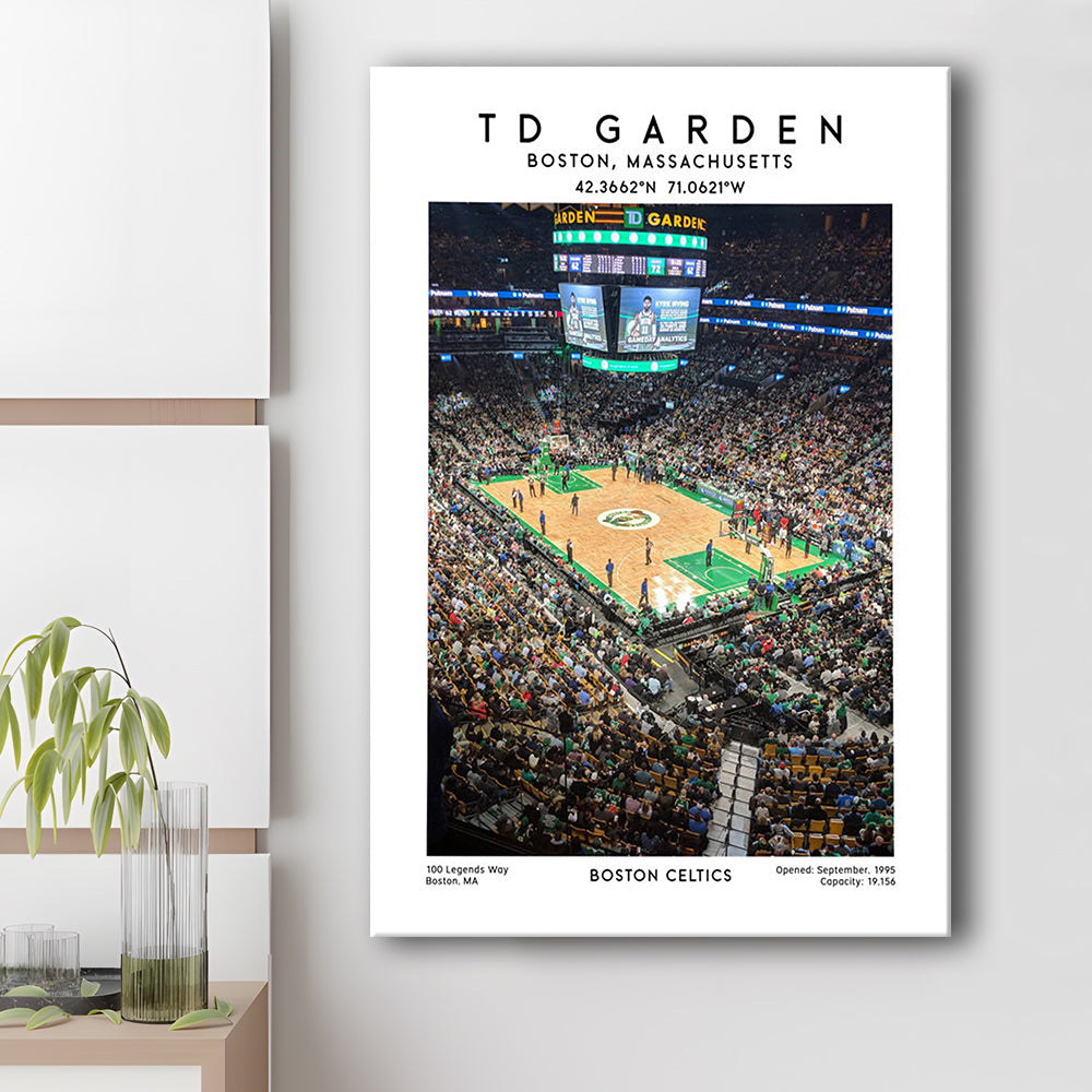 Td Garden, Boston Celtics Basketball Stadium Wall Art Print, Sport Art Print, Canvas Prints Wall Art, Man Cave Decor