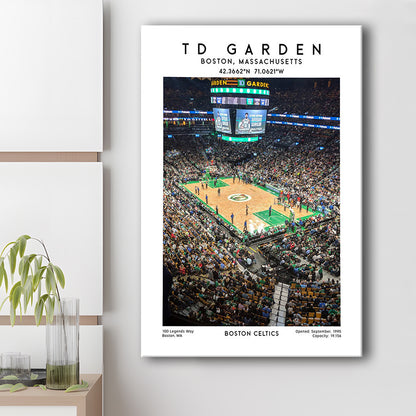 Td Garden, Boston Celtics Basketball Stadium Wall Art Print, Sport Art Print, Canvas Prints Wall Art, Man Cave Decor