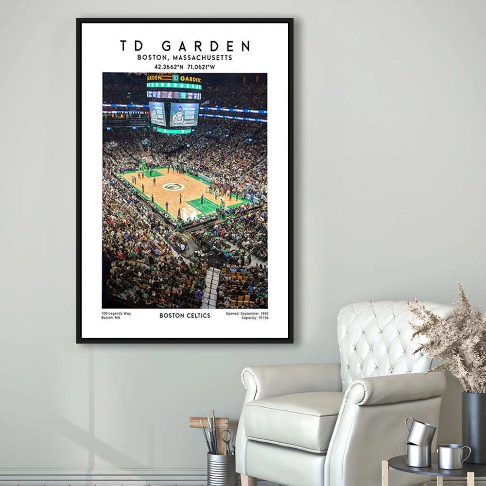 Td Garden, Boston Celtics Basketball Stadium Wall Art Print, Sport Art Print, Framed Canvas Prints Wall Art