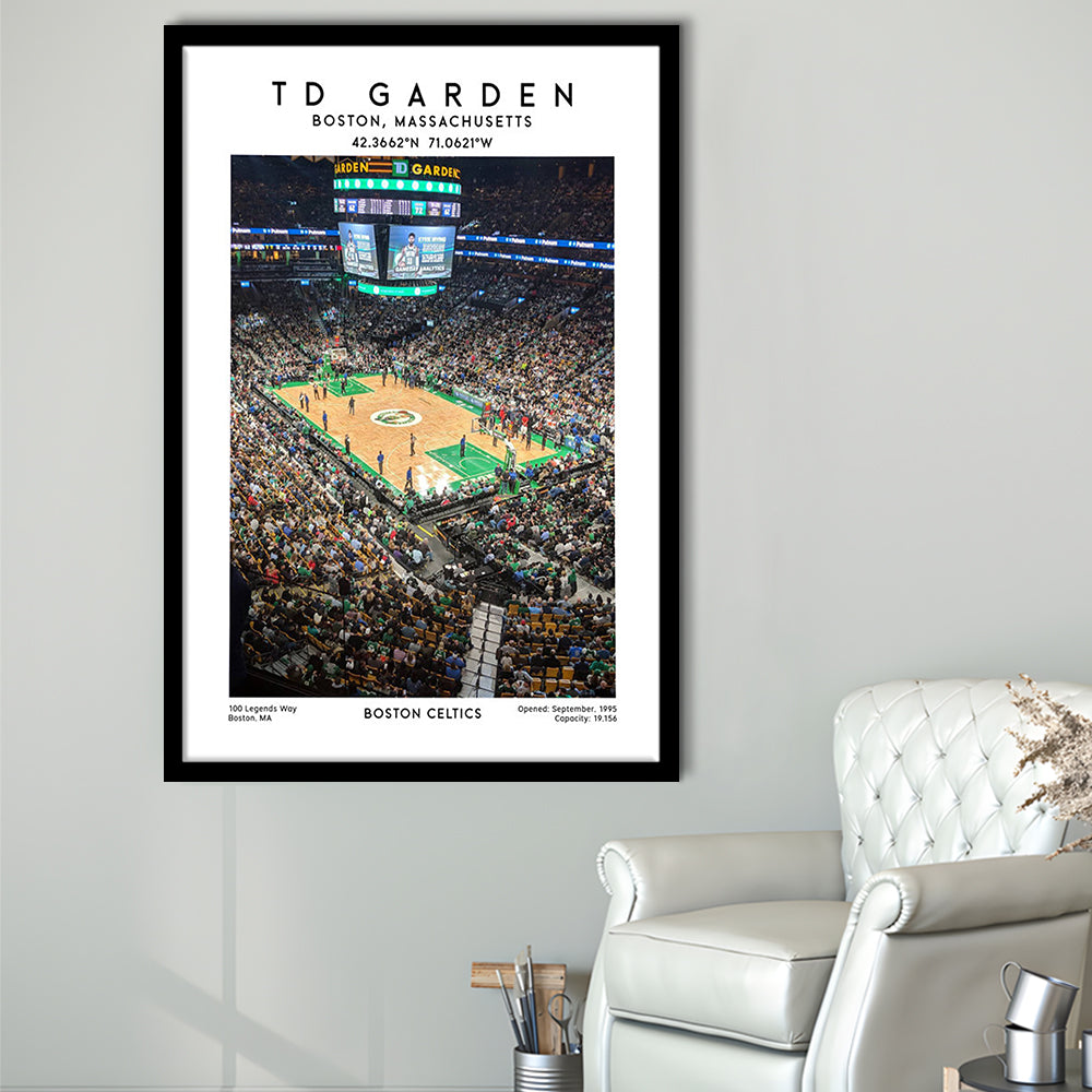 Td Garden, Boston Celtics Basketball Stadium Wall Art Print, Sport Art Print, Framed Art Prints Wall Decor
