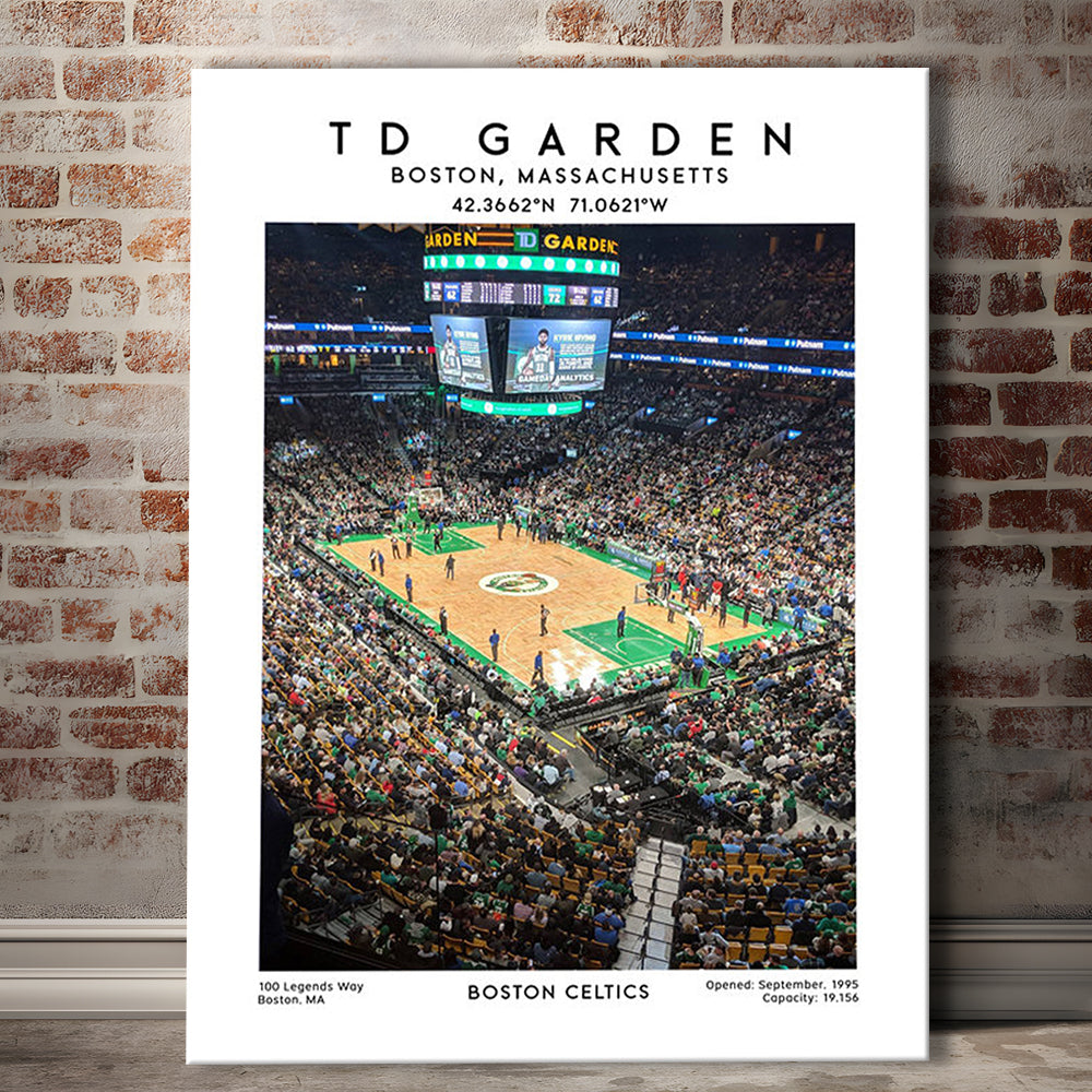 Td Garden, Boston Celtics Basketball Stadium Wall Art Print, Sport Art Print, Canvas Prints Wall Art, Man Cave Decor