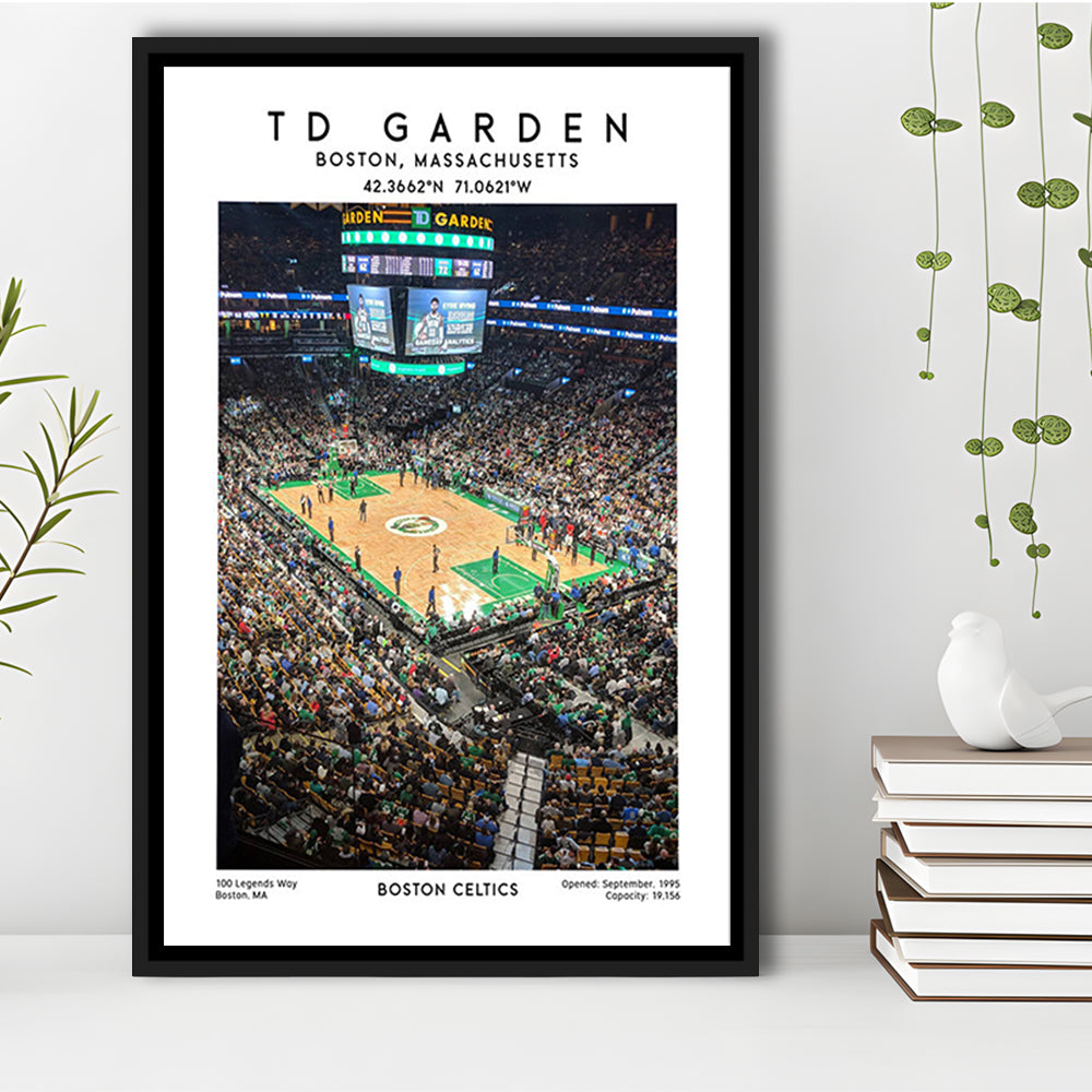 Td Garden, Boston Celtics Basketball Stadium Wall Art Print, Sport Art Print, Framed Canvas Prints Wall Art