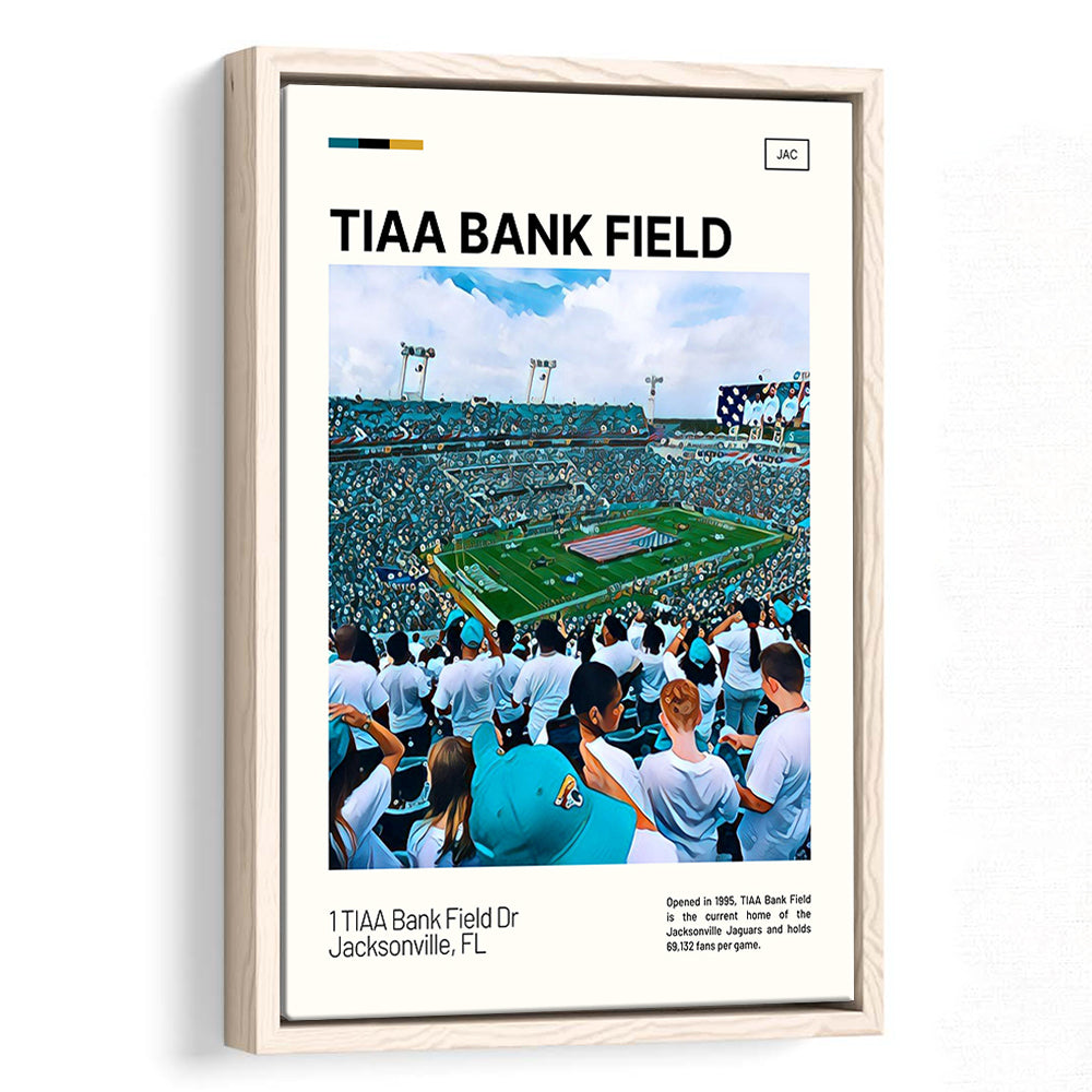 TIAA Bank Field Print, Jacksonville Jaguars Stadium Canvas Art, Man Cave Gift, Floating Framed Canvas Print Wall Art