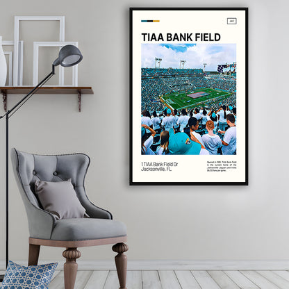 TIAA Bank Field Print, Jacksonville Jaguars Stadium Canvas Art, Man Cave Gift, Floating Framed Canvas Print Wall Art
