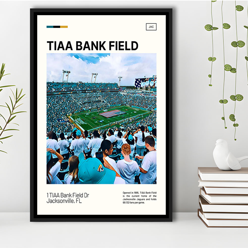 TIAA Bank Field Print, Jacksonville Jaguars Stadium Canvas Art, Man Cave Gift, Floating Framed Canvas Print Wall Art
