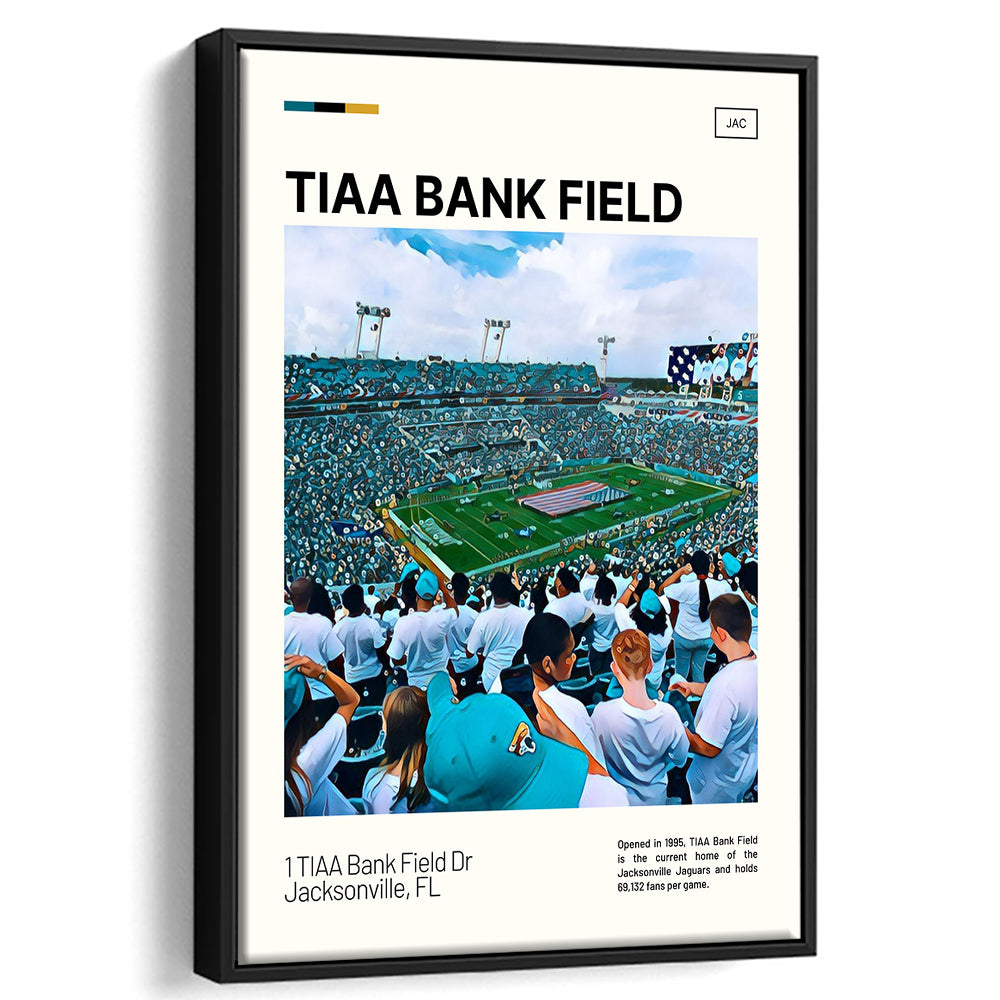 TIAA Bank Field Print, Jacksonville Jaguars Stadium Canvas Art, Man Cave Gift, Floating Framed Canvas Print Wall Art