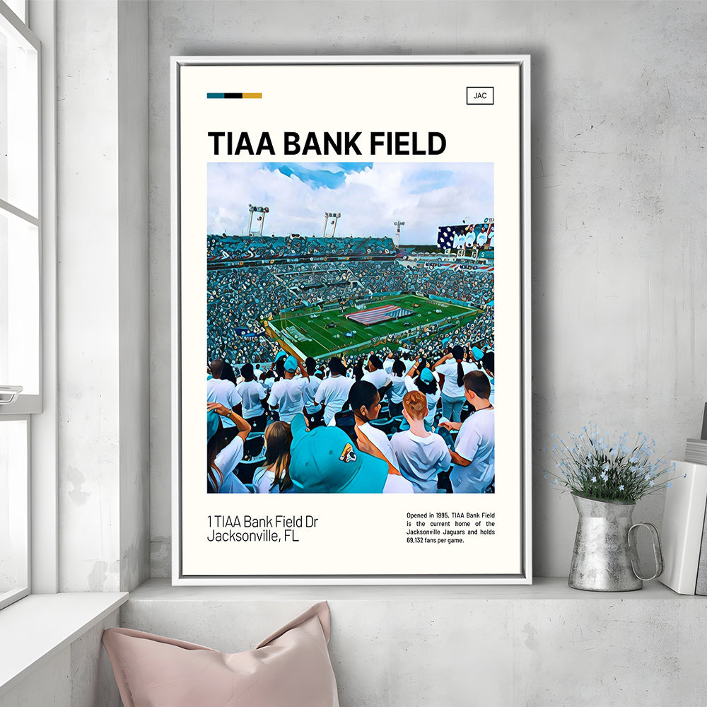 TIAA Bank Field Print, Jacksonville Jaguars Stadium Canvas Art, Man Cave Gift, Floating Framed Canvas Print Wall Art