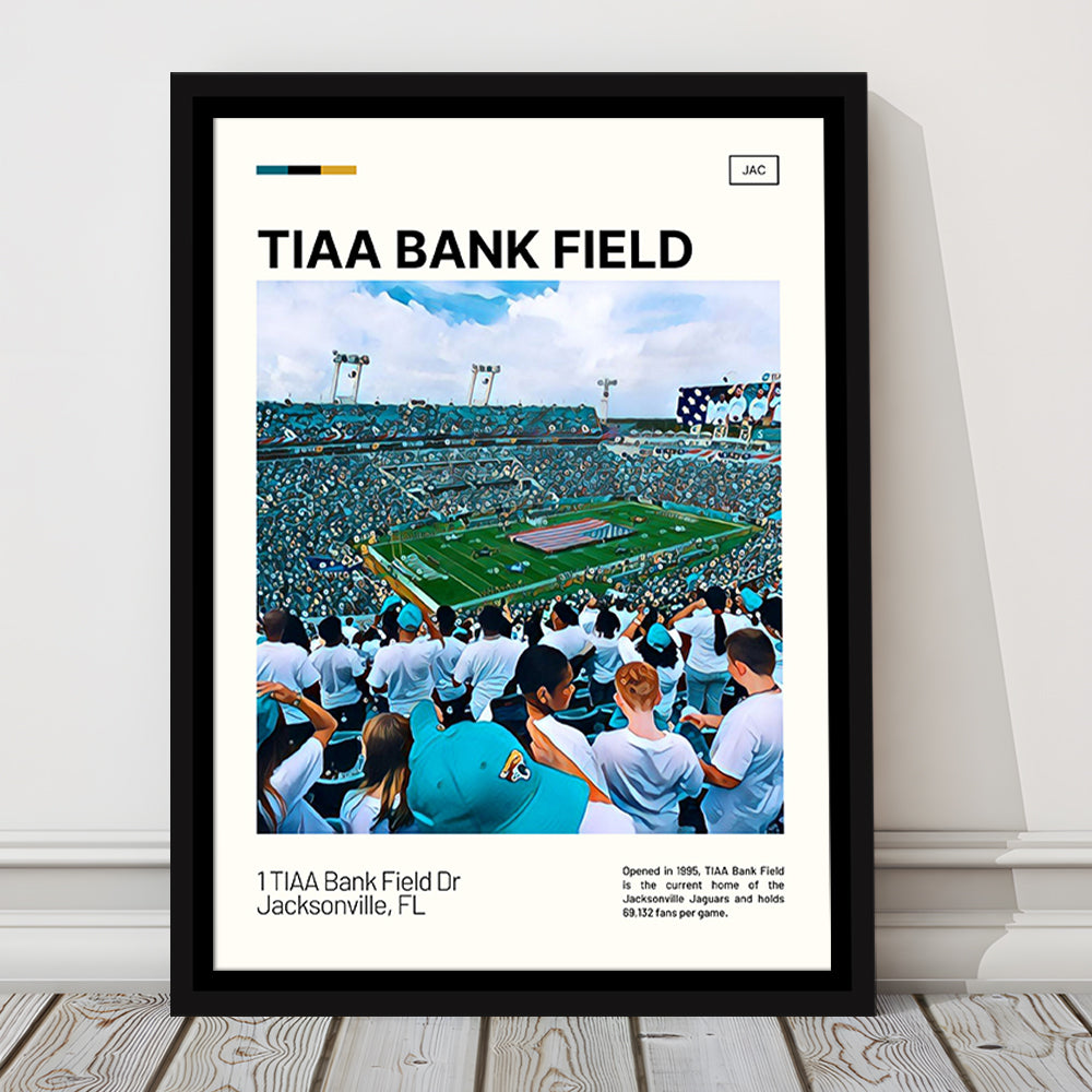 TIAA Bank Field Print, Jacksonville Jaguars Stadium Canvas Art, Man Cave Gift, Floating Framed Canvas Print Wall Art