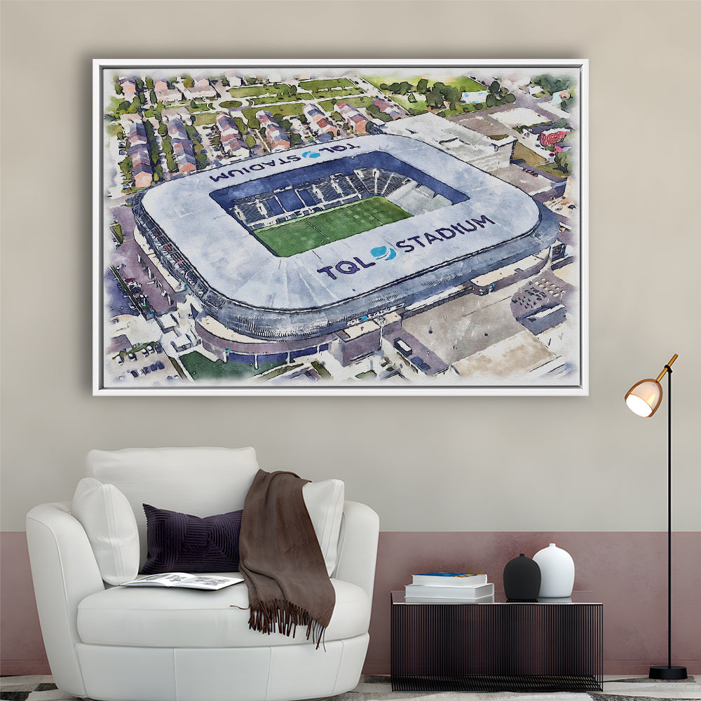 TQL Painting Stadium Watercolor, Cincinnati Ohio Watercolor, Sport Gift Art, Framed Canvas Print Wall Art