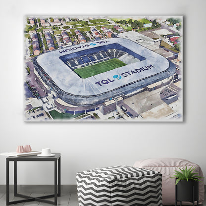 TQL Painting Stadium Watercolor, Cincinnati Ohio Watercolor, Sport Art, Gifts for him, Canvas Print Wall Art