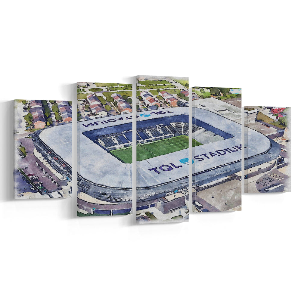 TQL Painting Stadium Watercolor, Cincinnati Ohio Watercolor, Sport Art, Mixed 5 Panel, Canvas Print Wall Art