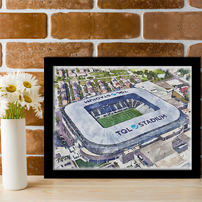 TQL Painting Stadium Watercolor, Cincinnati Ohio Watercolor, Sport Gift Art, Framed Art Print Wall Decor