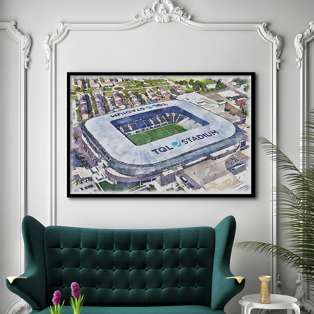 TQL Painting Stadium Watercolor, Cincinnati Ohio Watercolor, Sport Gift Art, Framed Art Print Wall Decor
