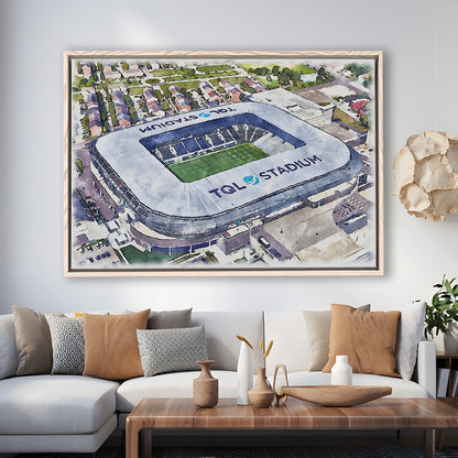 TQL Painting Stadium Watercolor, Cincinnati Ohio Watercolor, Sport Gift Art, Framed Canvas Print Wall Art