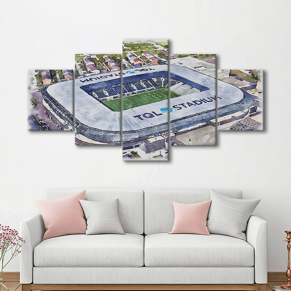 TQL Painting Stadium Watercolor, Cincinnati Ohio Watercolor, Sport Art, Mixed 5 Panel, Canvas Print Wall Art