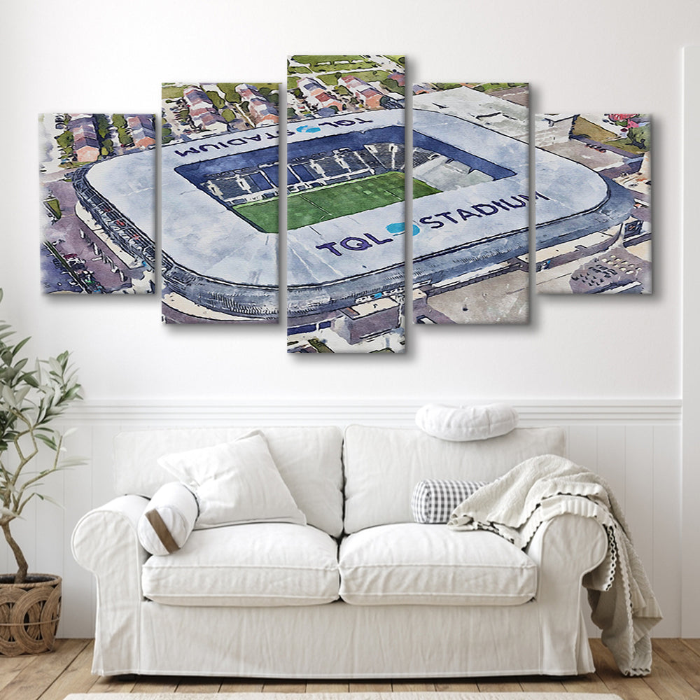 TQL Painting Stadium Watercolor, Cincinnati Ohio Watercolor, Sport Art, Mixed 5 Panel, Canvas Print Wall Art