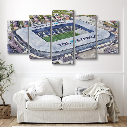 TQL Painting Stadium Watercolor, Cincinnati Ohio Watercolor, Sport Art, Mixed 5 Panel, Canvas Print Wall Art