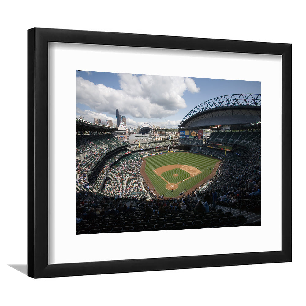 T Mobile Park, Stadium Canvas, Sport Art, Gift for him, White Border Framed Art Print Wall Decor