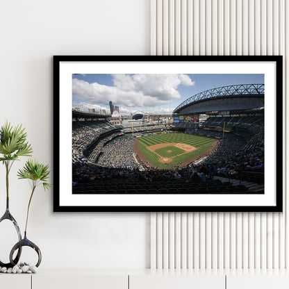 T Mobile Park, Stadium Canvas, Sport Art, Gift for him, White Border Framed Art Print Wall Decor