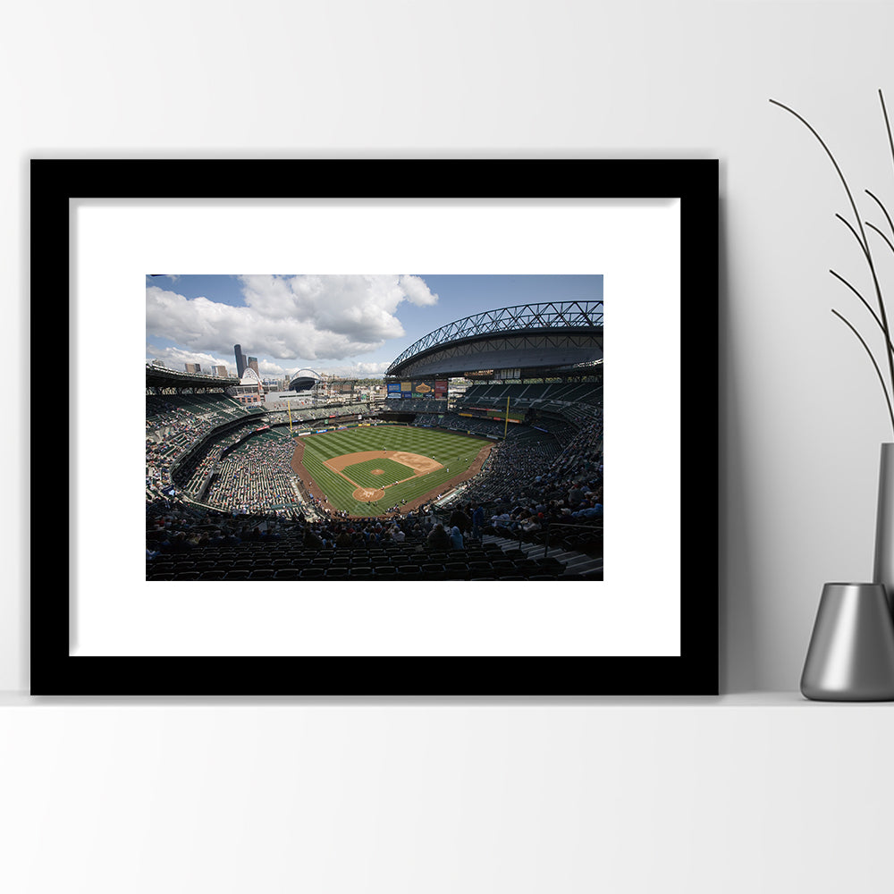 T Mobile Park, Stadium Canvas, Sport Art, Gift for him, White Border Framed Art Print Wall Decor