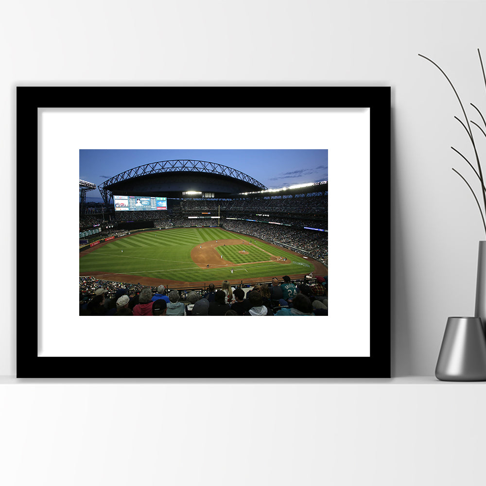 T Mobile Park Stadium, Stadium Canvas, Sport Art, Gift for him, White Border Framed Art Print Wall Decor