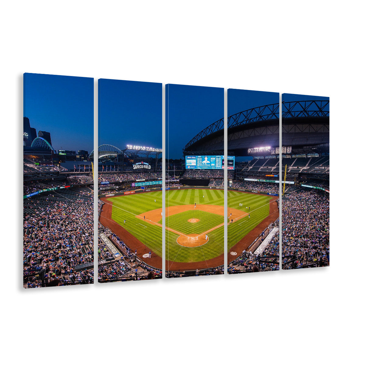 T mobile Park in Seattle, Stadium Canvas, Sport Art, 5 Panel B, Extra Large Canvas, Canvas Print Wall Art