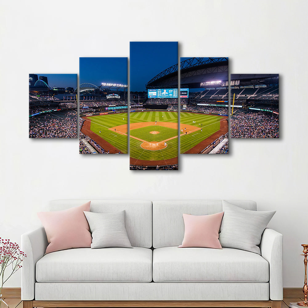 T mobile Park in Seattle, Stadium Canvas, Sport Art, Gift for him, 5 Panel, Large Canvas, Canvas Print Wall Art
