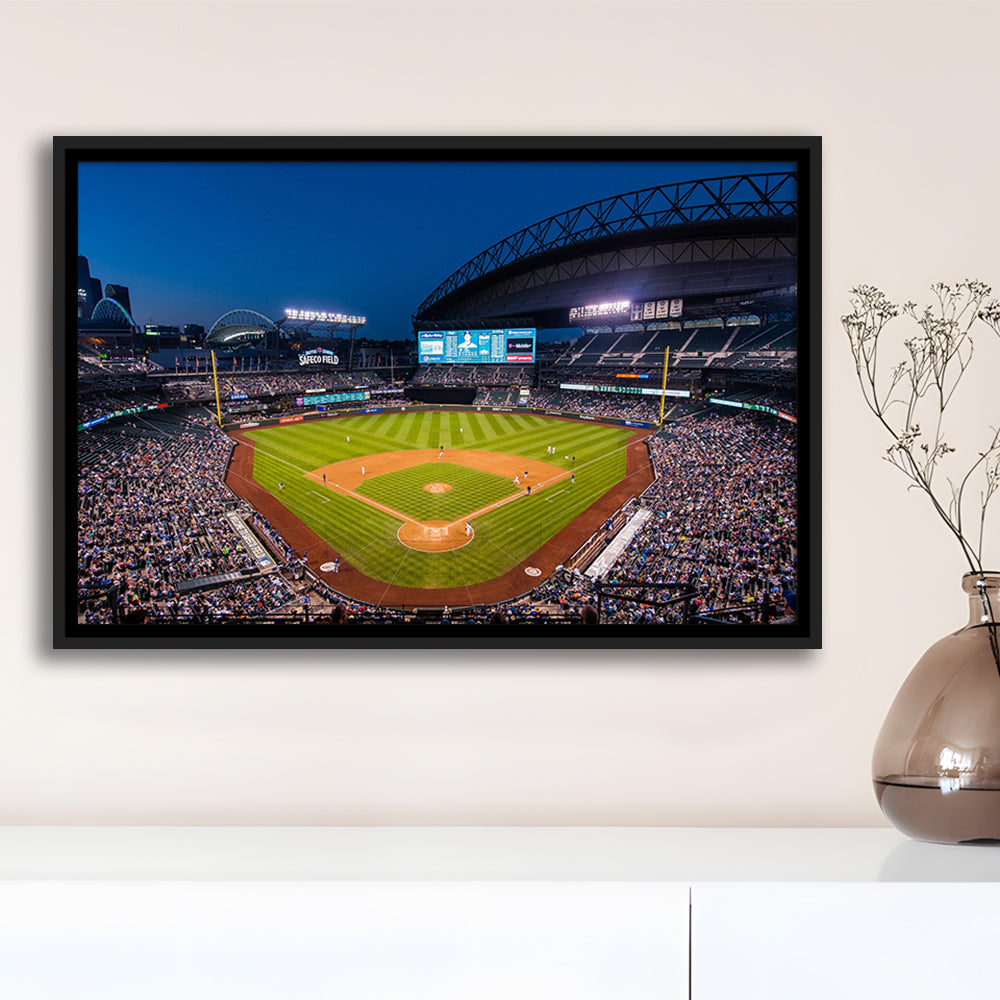 T mobile Park in Seattle, Stadium Canvas, Sport Art, Framed Canvas Print Wall Art, Floating Frame