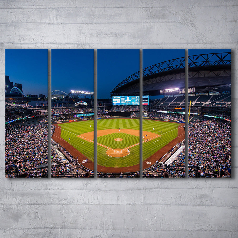 T mobile Park in Seattle, Stadium Canvas, Sport Art, 5 Panel B, Extra Large Canvas, Canvas Print Wall Art