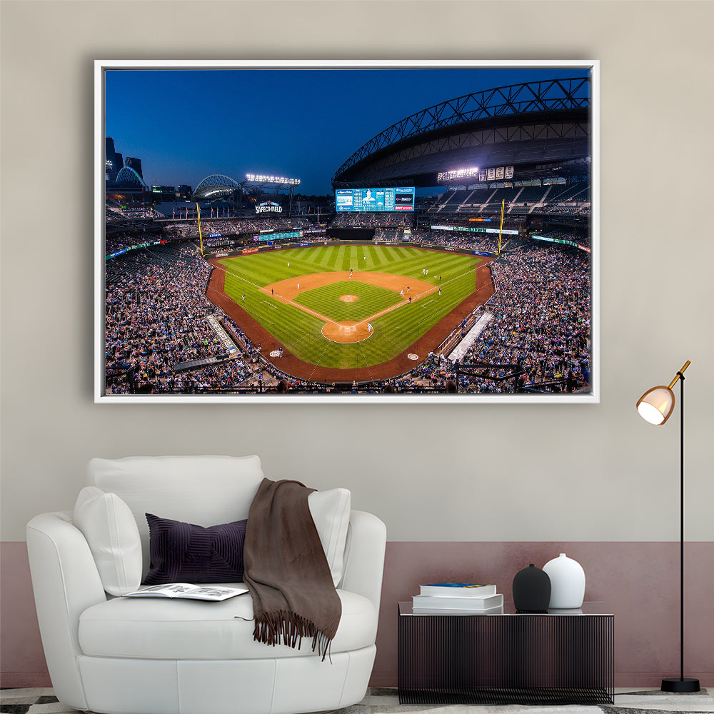 T mobile Park in Seattle, Stadium Canvas, Sport Art, Framed Canvas Print Wall Art, Floating Frame