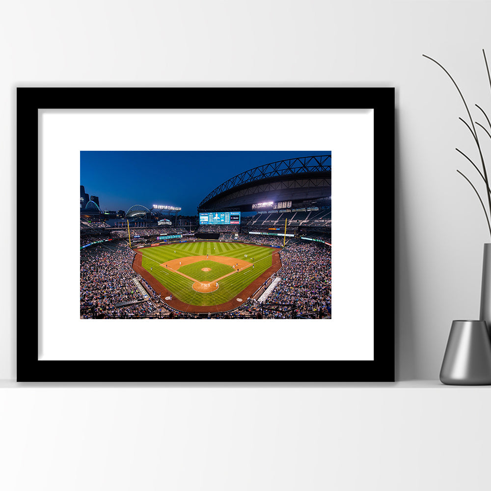 T mobile Park in Seattle, Stadium Canvas, Sport Art, Gift for him, White Border Framed Art Print Wall Decor