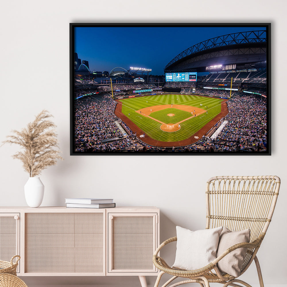 T mobile Park in Seattle, Stadium Canvas, Sport Art, Framed Canvas Print Wall Art, Floating Frame