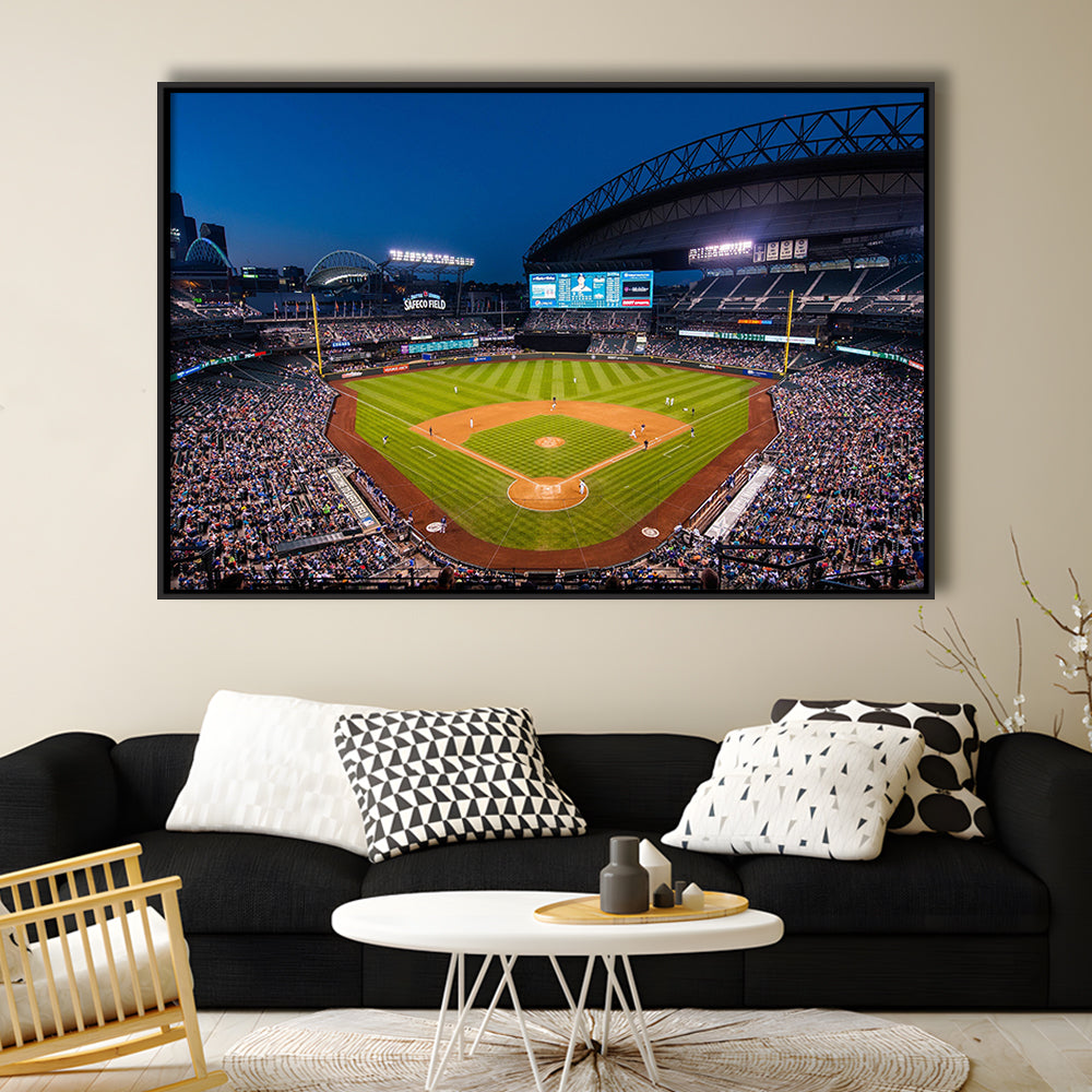 T mobile Park in Seattle, Stadium Canvas, Sport Art, Framed Canvas Print Wall Art, Floating Frame