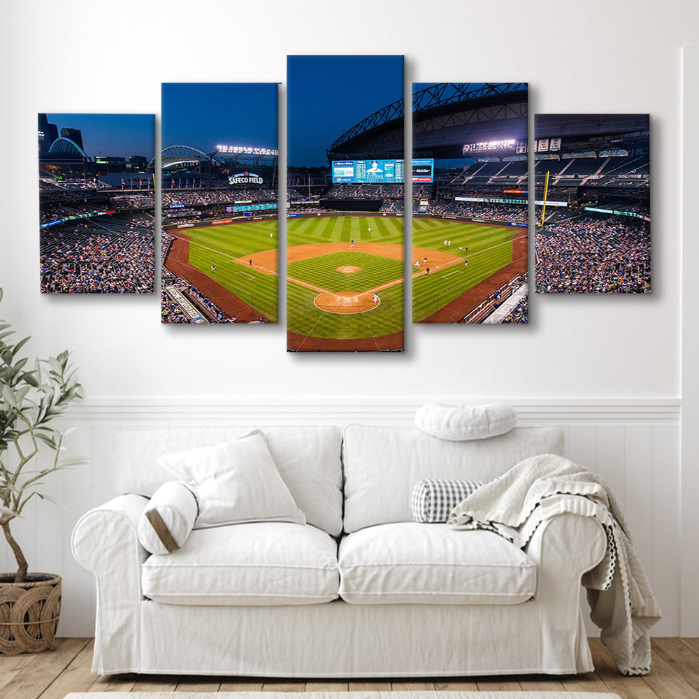 T mobile Park in Seattle, Stadium Canvas, Sport Art, Gift for him, 5 Panel, Large Canvas, Canvas Print Wall Art