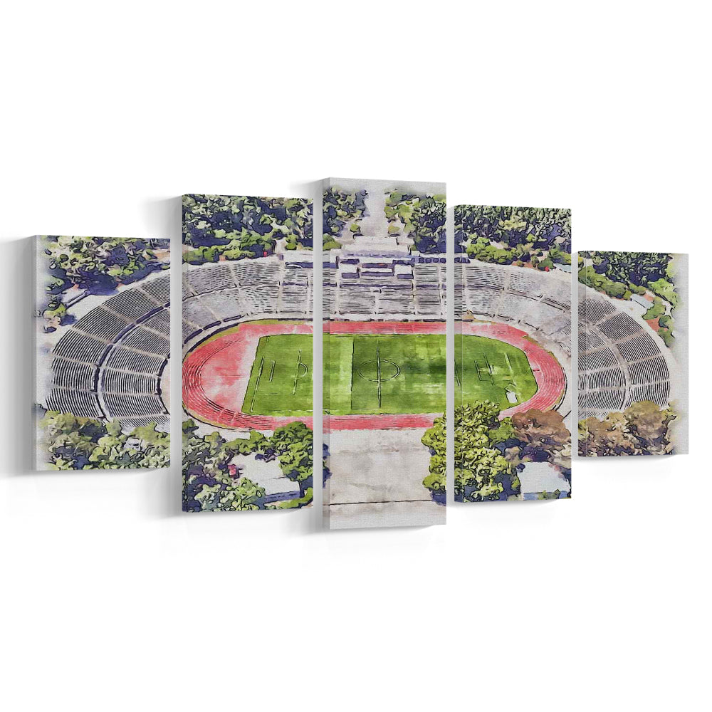 Taça de Portugal, Estádio Nacional Painting Stadium Watercolor, Sport Art, Mixed 5 Panel, Canvas Print Wall Art