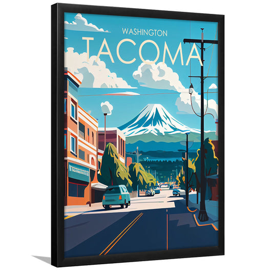 Tacoma Washington Retro Art Print, Tacoma City Wall Art, Framed Art Print, Picture Framed, Painting Art