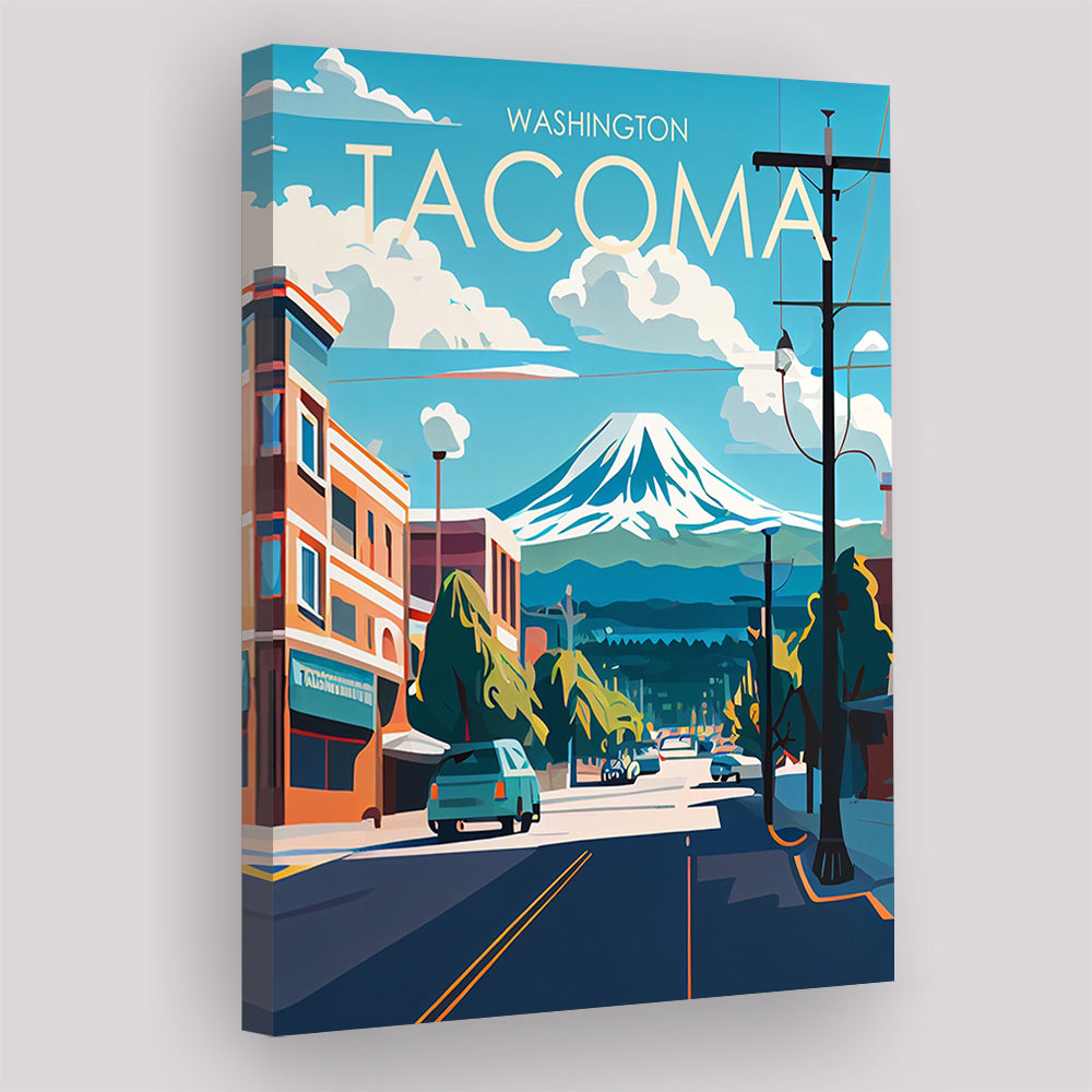 Tacoma Washington Retro Art Print, Tacoma City Wall Art, Canvas Print, Painting Canvas, Living Room Decor
