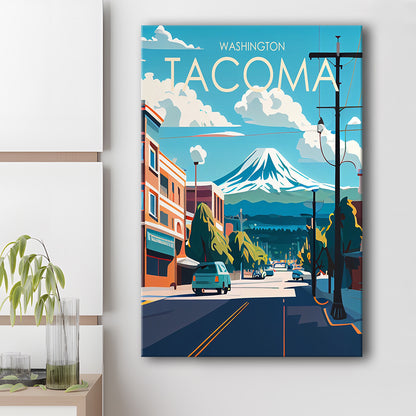 Tacoma Washington Retro Art Print, Tacoma City Wall Art, Canvas Print, Painting Canvas, Living Room Decor