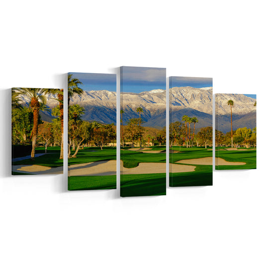 Tamarisk Country Club Hole 17, Rancho Mirage, California, Golf Art Print, 5 Pieces Mixed Canvas Print Wall Art
