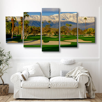 Tamarisk Country Club Hole 17, Rancho Mirage, California, Golf Art Print, 5 Pieces Mixed Canvas Print Wall Art