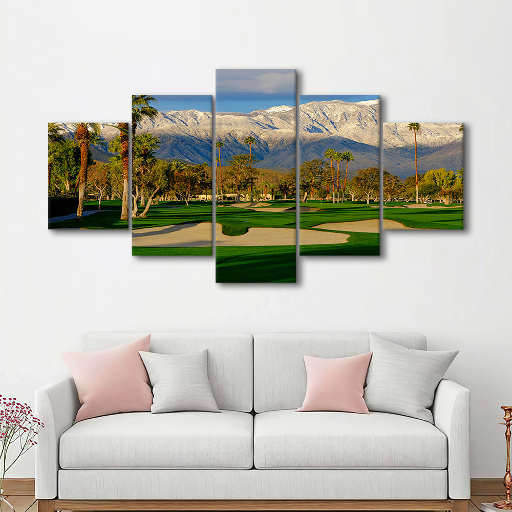 Tamarisk Country Club Hole 17, Rancho Mirage, California, Golf Art Print, 5 Pieces Mixed Canvas Print Wall Art