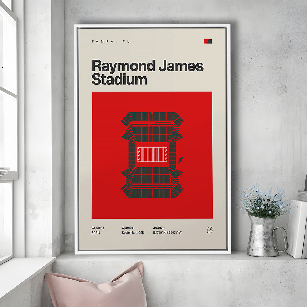 Tampa Bay Buccaneers Stadium Print, Raymond Stadium Print, Man Cave Gift, Floating Framed Canvas Print Wall Art